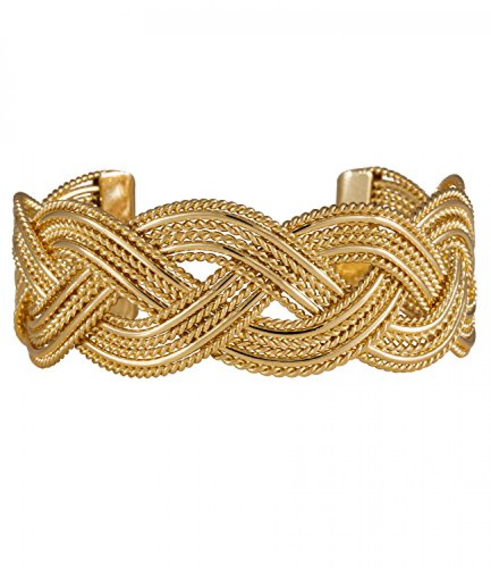 SIX "Wired" goldener, offener Armreif in aufwändig geflochtener Optik (382-347) 